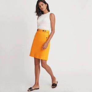 Ann Taylor Doubleweave Button Tab A-Line Skirt in 'Raw Honey'
